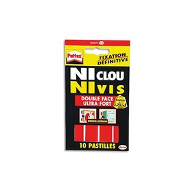 Ni clou Nis vis 10 pastilles transparentes double face ultra puissantes Pattex