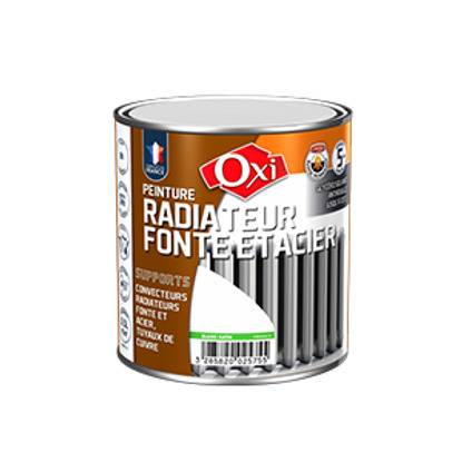 Peinture radiateur fonte et acier blanc satin 0.5L Oxi