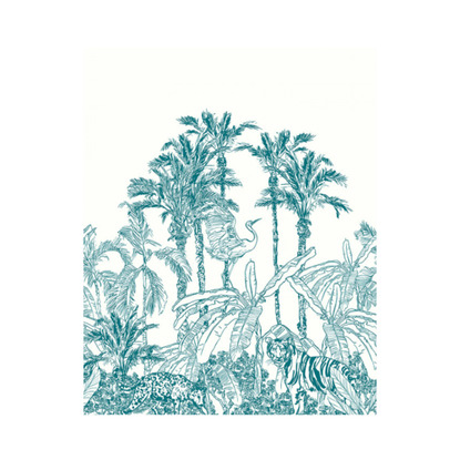 La Jungle Enchantée bleu Papier peint panoramique Caselio