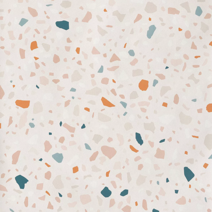 Terrazo XXL Brique et bleu pétrole fond beige rosé Papier peint Lutèce Collection Reality