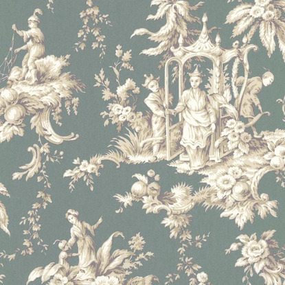 Palais de Chine vert émeraude Collection Les Belles Toiles de Jouy Papier peint Casadeco