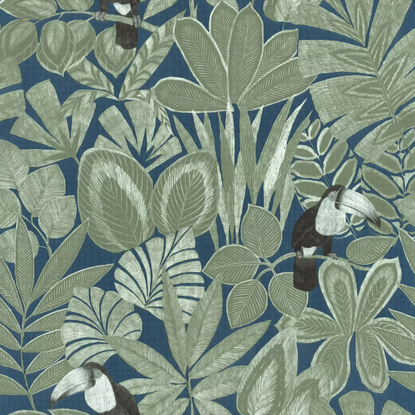 Rio vert kaki bleu Collection Green & Co Papier peint Caselio