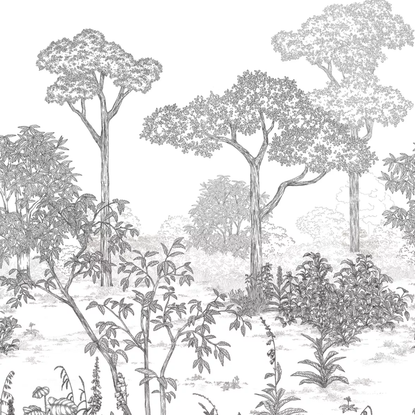 Arboretum noir blanc Collection Art of botany Papier peint panoramique Caselio