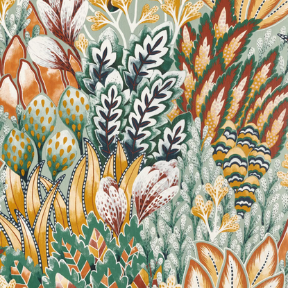 Avicennia émeraude/moutarde Collection Karabane Papier peint Casamance