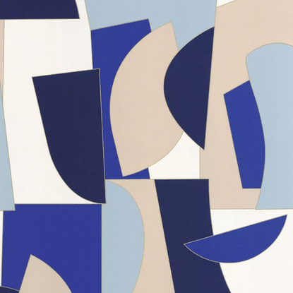 Figures bleu électrique or Collection Outlines Papier peint Caselio