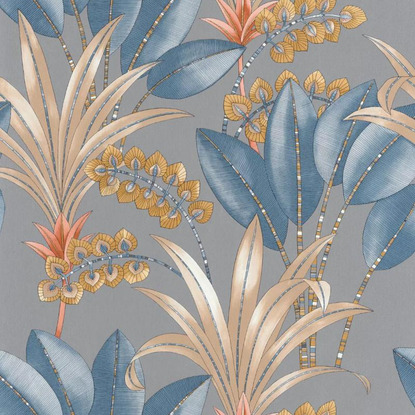 Palma gris / bleu Collection Nicaragua Papier peint Casadeco