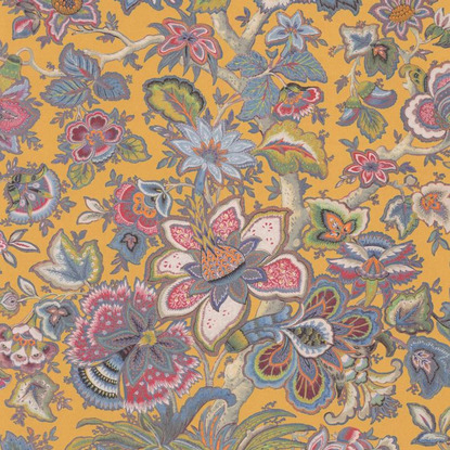 Provence multicouleurs fond jaune Collection Les Belles Toiles de Jouy Papier peint Casadeco