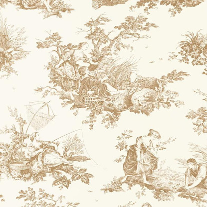 Scène d'été camel Collection Les Belles Toiles de Jouy Papier peint Casadeco