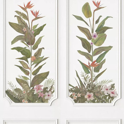 Eclat tropical vert feuille Collection Moulures & Co Papier peint panoramique Casadeco