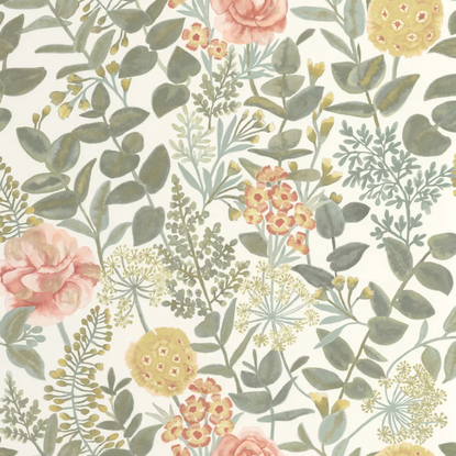Garden flowers rose / jaune Collection Soliflore Casadeco
